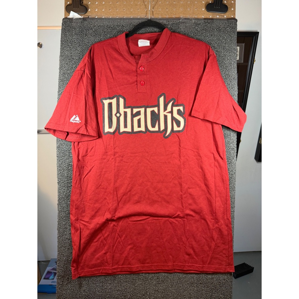 Majestic Arizona Diamondbacks Shirt Mens XL Red Henley D-backs MLB USA MADE
